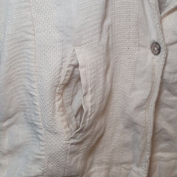 Free People‎ XS Beige Cotton Linen Blend Cardigan Cottagecore Countrycore Boho - Picture 4 of 8
